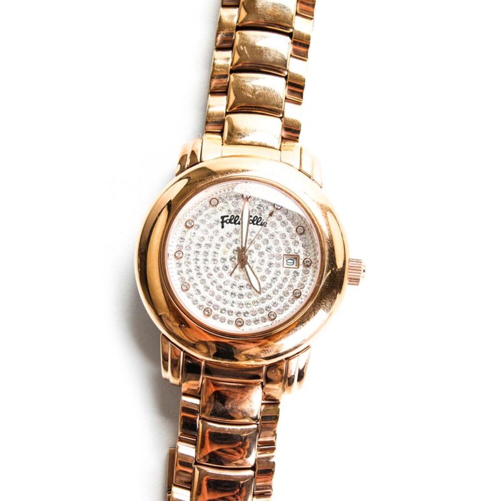 Folli Follie Women's Rose Gold Tone 45mm Round Crystal Face Wristwatch